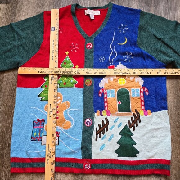 Jolly Sweaters Christmas Extra Large Holiday Winter Gingerbread Man house Xmas - Picture 10 of 15
